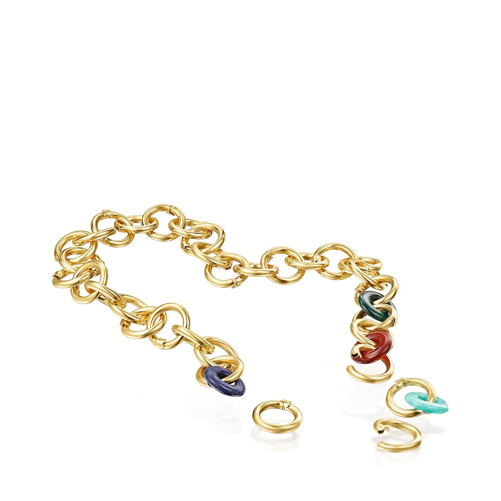 Colar Hold Gems em Prata Vermeil com Pedras Preciosas