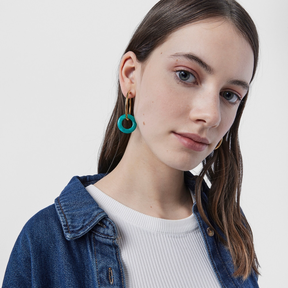 Hold Gems Earrings in Silver Vermeil with Amazonite and Lapis Lazuli