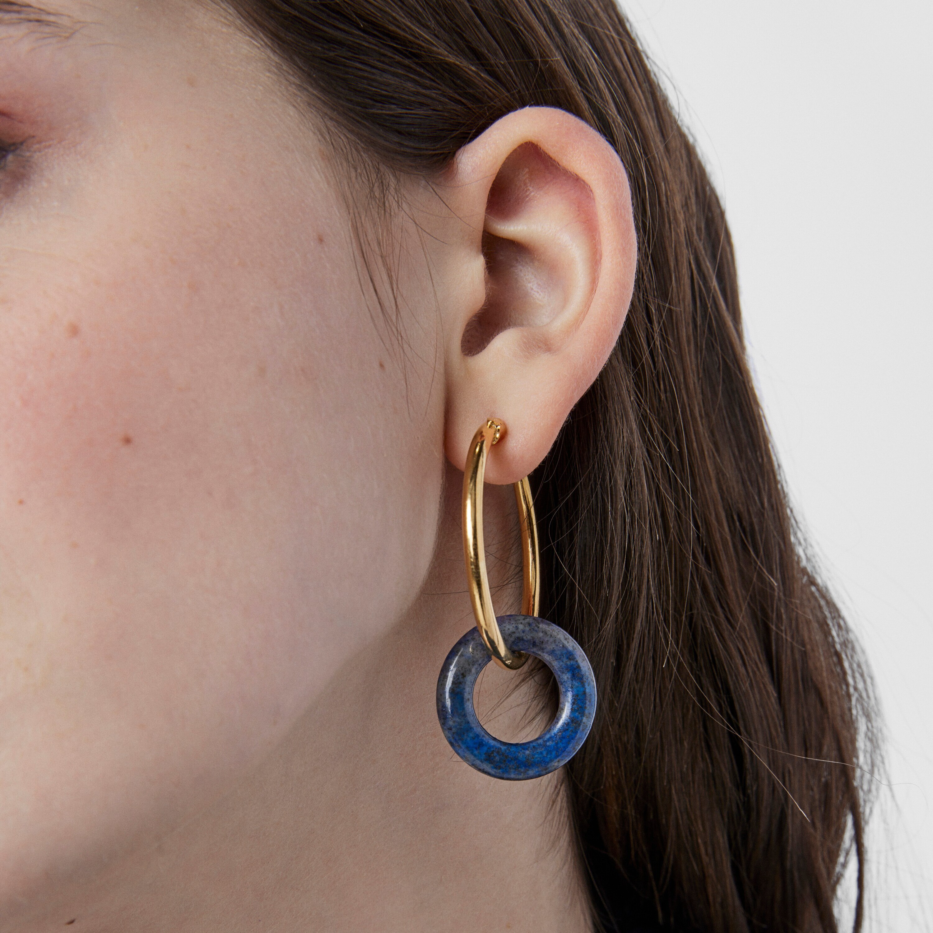 Hold Gems Earrings in Silver Vermeil with Amazonite and Lapis Lazuli