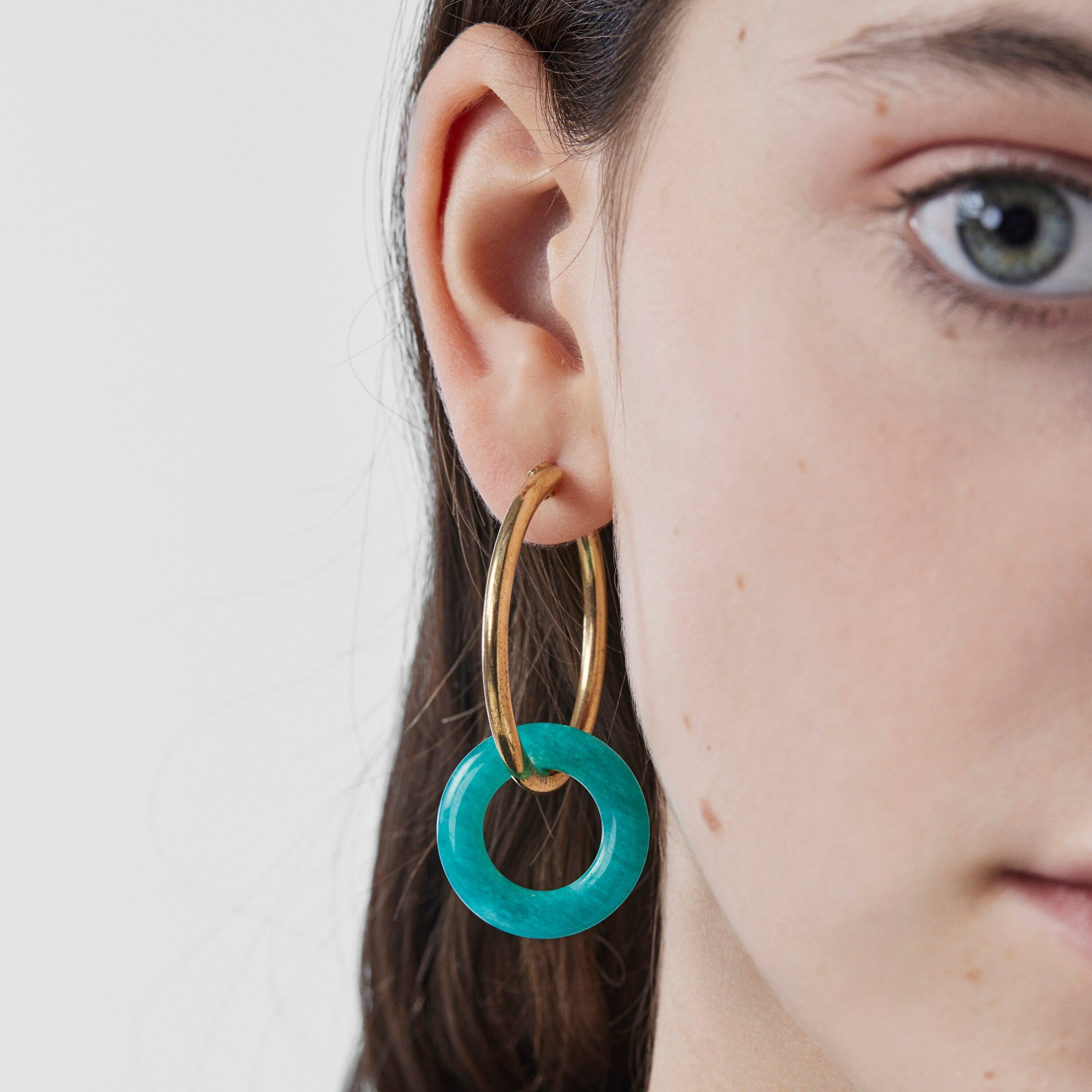 Hold Gems Earrings in 18K gold vermeil with Amazonite and Lapis Lazuli