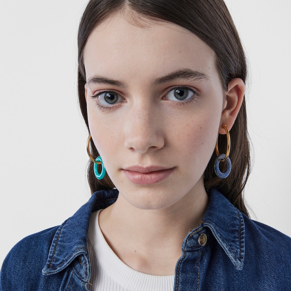 Hold Gems Earrings in Silver Vermeil with Amazonite and Lapis Lazuli