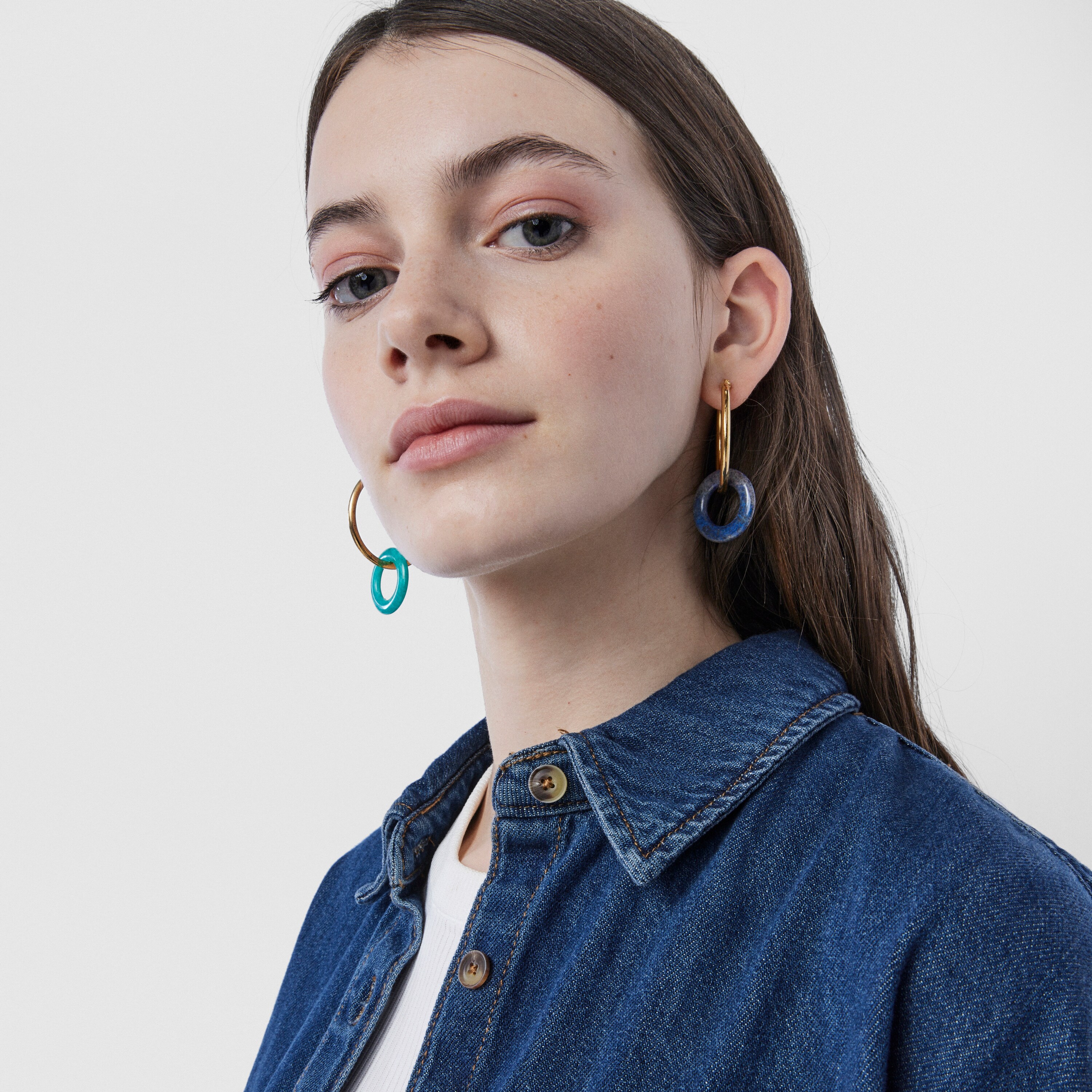 Hold Gems Earrings in 18K gold vermeil with Amazonite and Lapis Lazuli