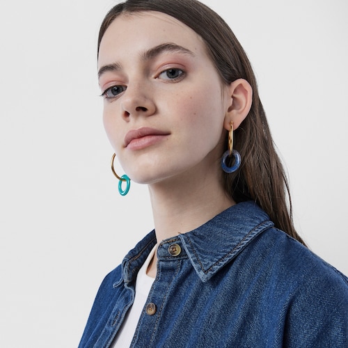 Brincos Hold Gems em Prata Vermeil com Amazonite e L&aacute;pis-laz&uacute;li