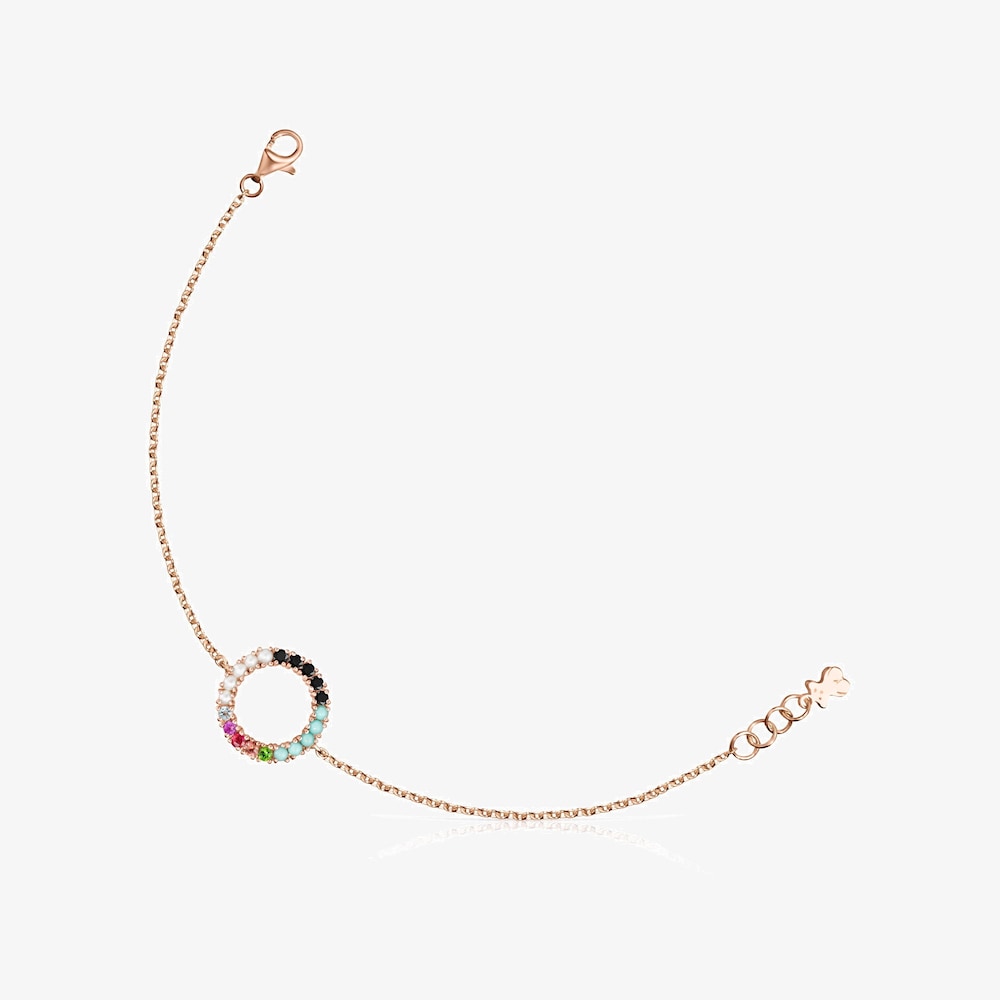 Tous Straight - Bransoletka z r&oacute;żowego srebra Vermeil z kamieniami