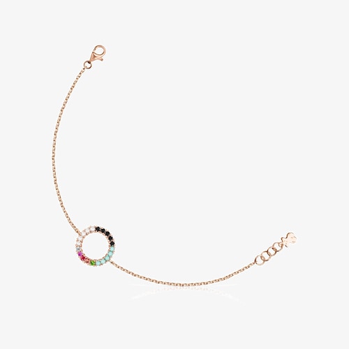 Kreis-Armband Straight aus Vermeil-Ros&eacute;gold mit Edelsteinen