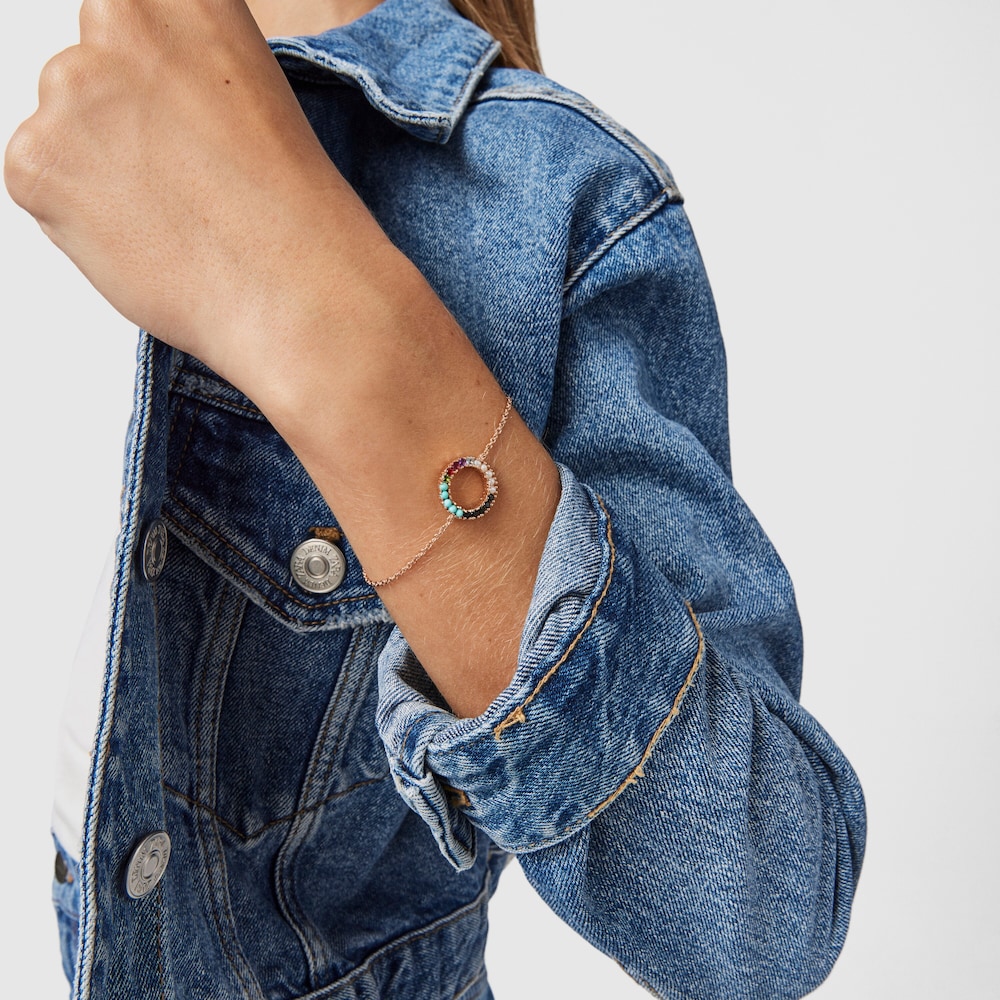 Tous Straight - Bransoletka z r&oacute;żowego srebra Vermeil z kamieniami