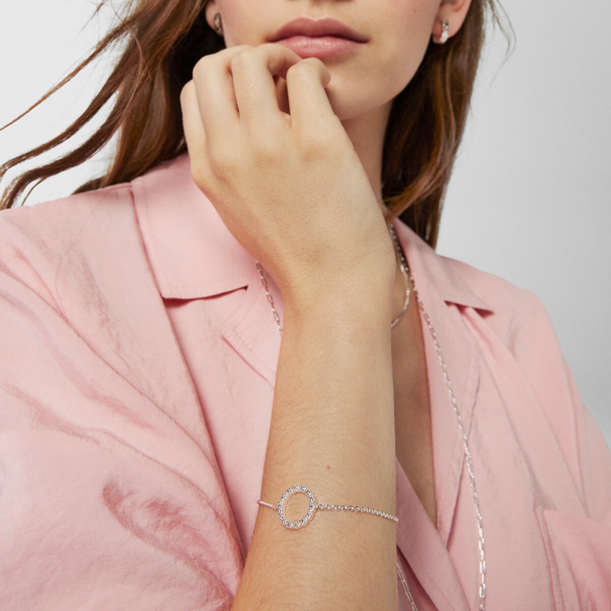 Pulsera disco de plata Straight