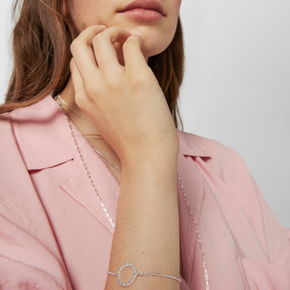 Pulsera disco de plata Straight