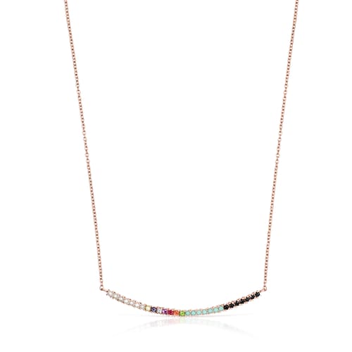 Collar con baño de oro rosa 18 kt sobre plata y gemas Straight