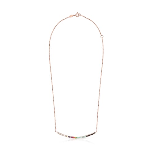 Collar con baño de oro rosa 18 kt sobre plata y gemas Straight