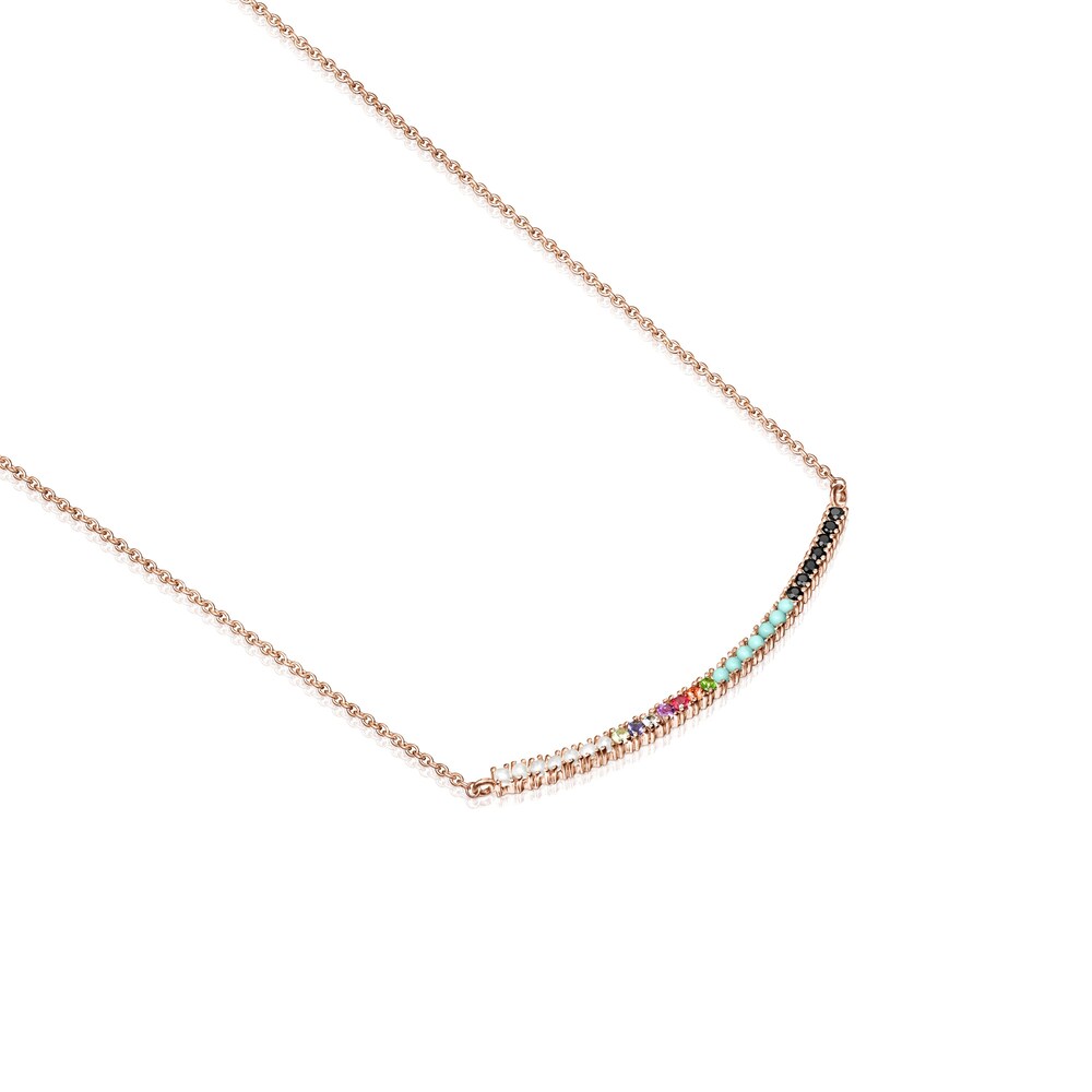 Tous Straight - Naszyjnik z r&oacute;żowego srebra Vermeil z kamieniami