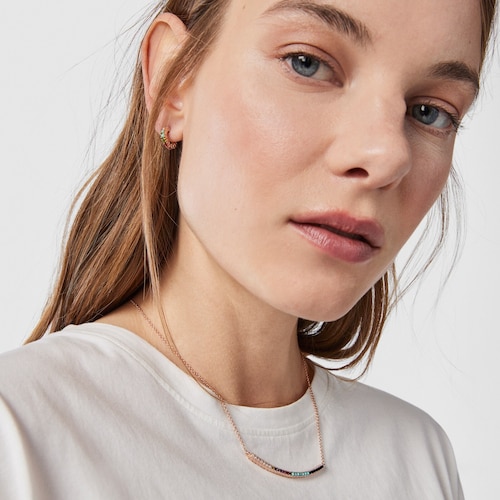 Collar con baño de oro rosa 18 kt sobre plata y gemas Straight