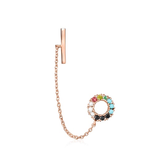 Straight Earring in Rose Silver Vermeil with Gemstones image number 0