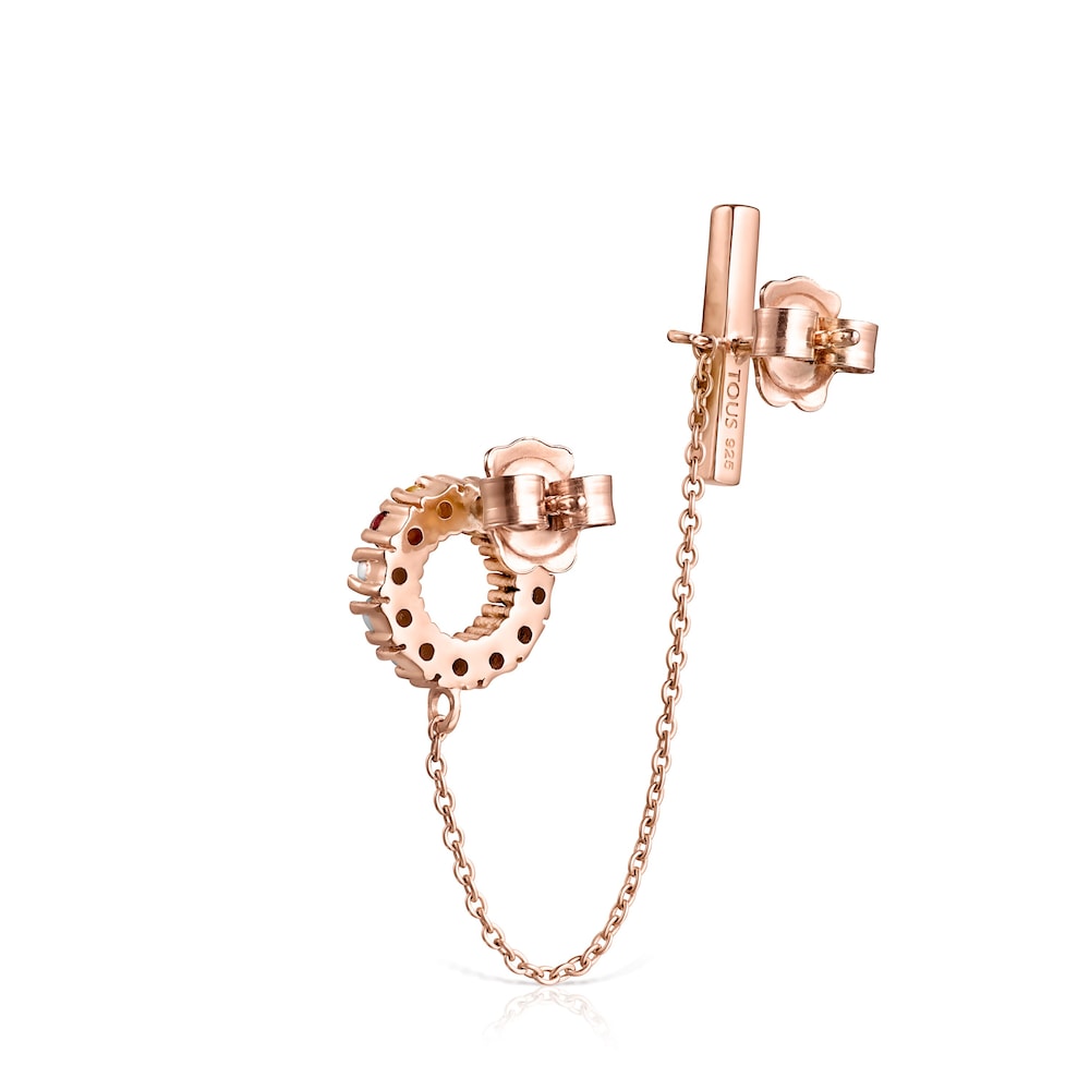 Straight Earring in Rose 18K gold vermeil with Gemstones