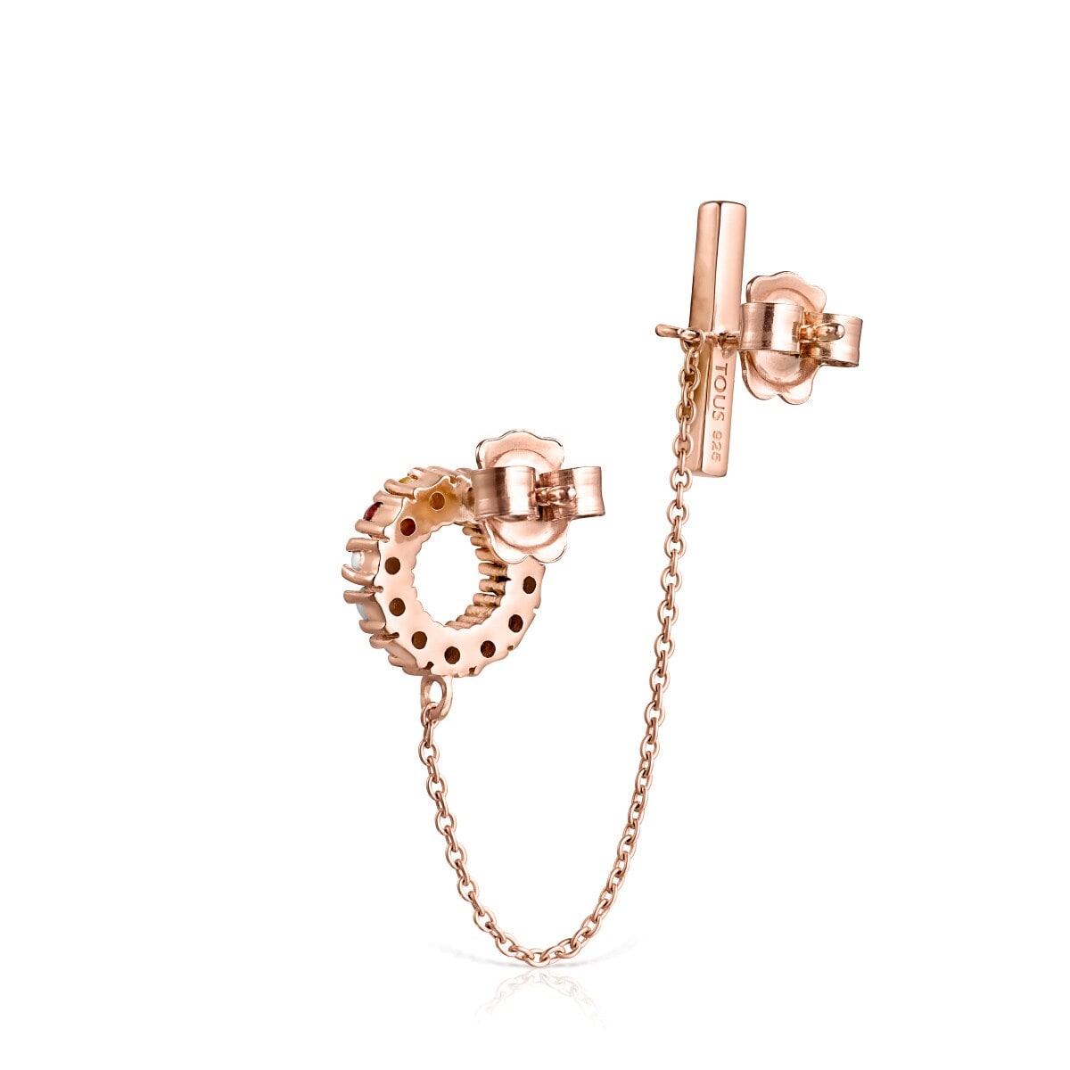Pendiente con baño de oro rosa 18 kt sobre plata y gemas Straight