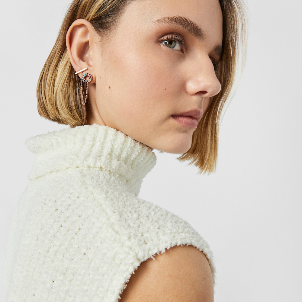 Straight Earring in Rose 18K gold vermeil with Gemstones