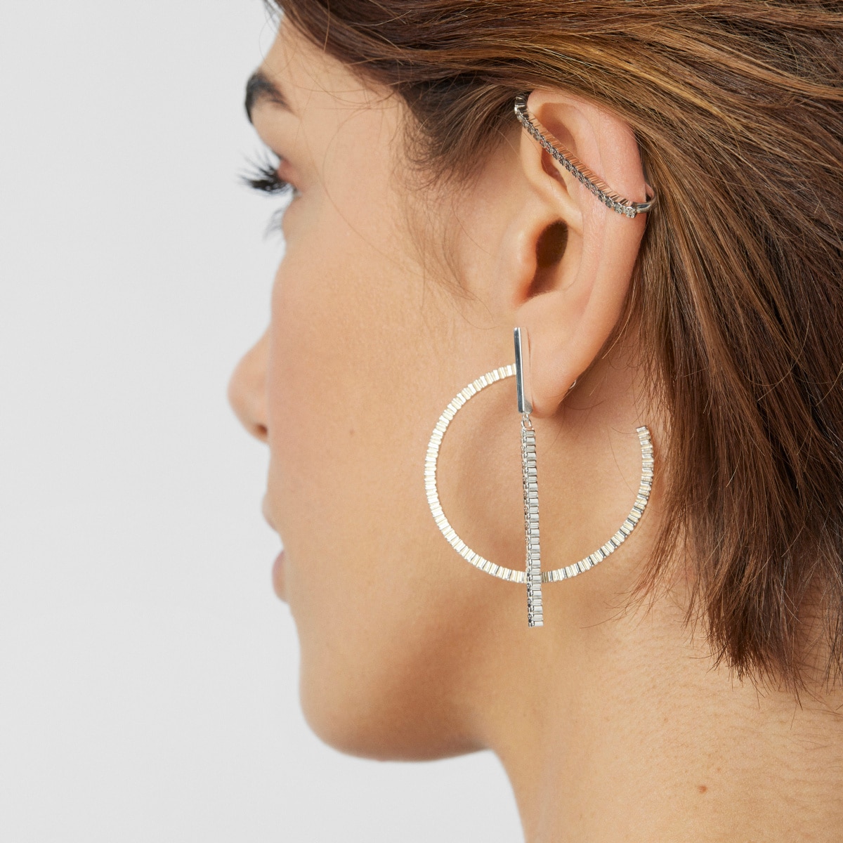 Earcuff Straight barra de Plata motivos Oso 4cm
