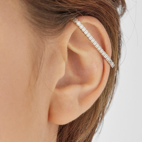 Earcuff Straight barra de Plata motivos Oso 4cm