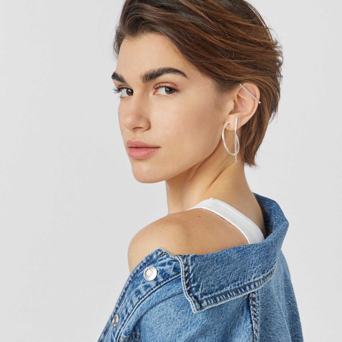 Earcuff Straight barra de Plata motivos Oso 4cm