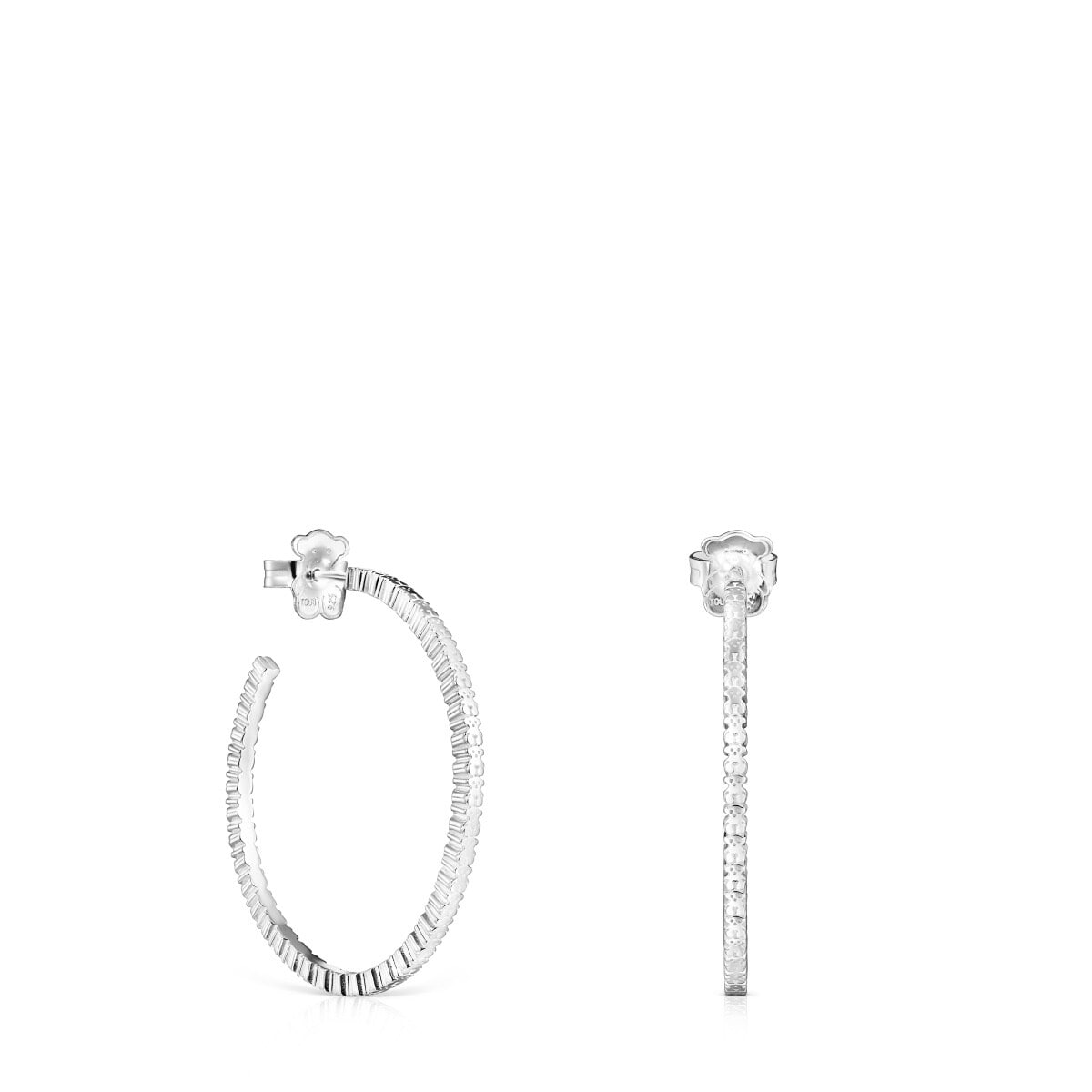 Pendientes aro grandes disco de plata Straight