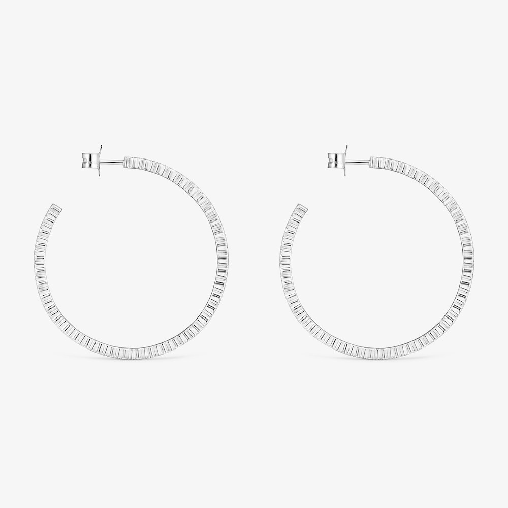 Pendientes aro grandes disco de plata Straight