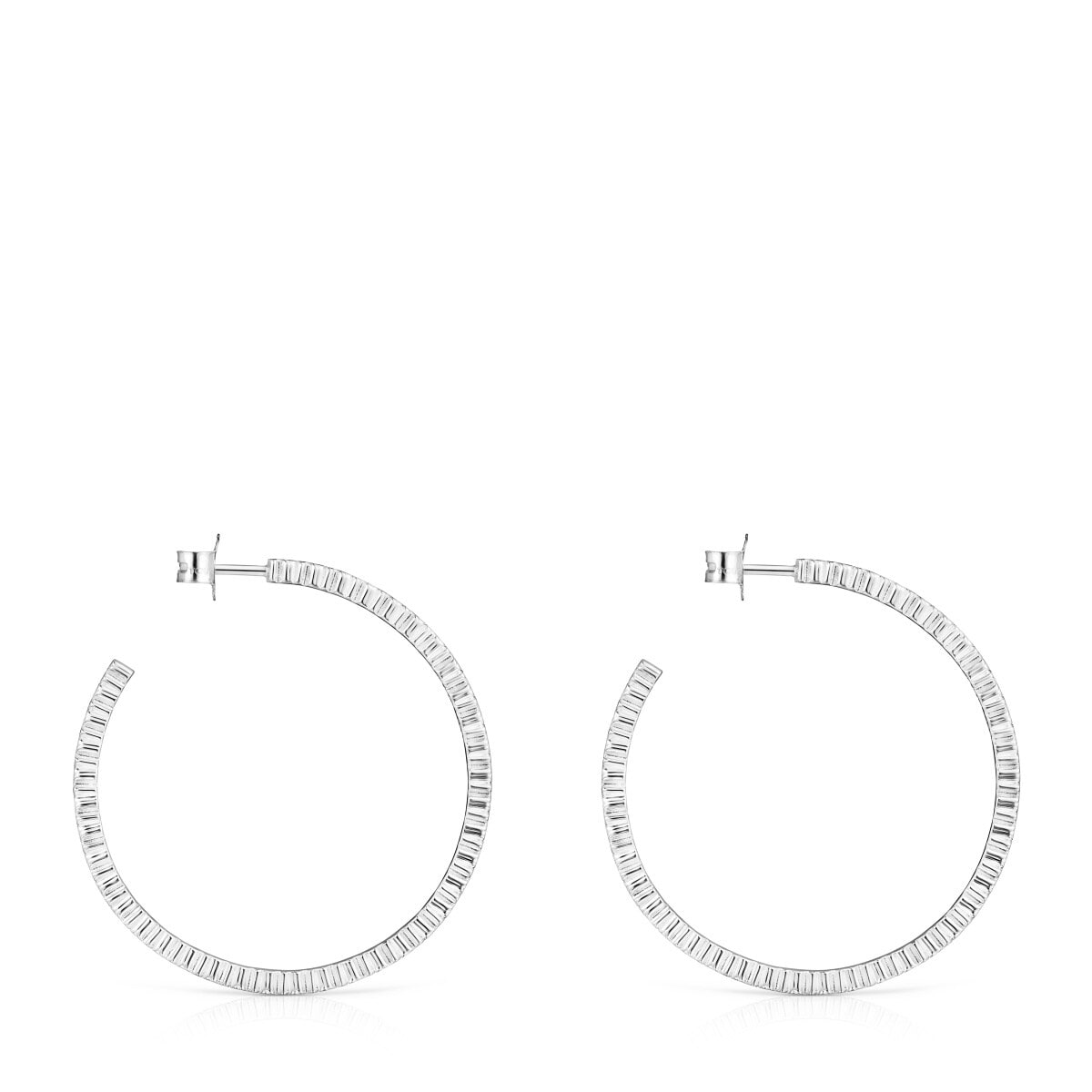 Pendientes aro grandes disco de plata Straight
