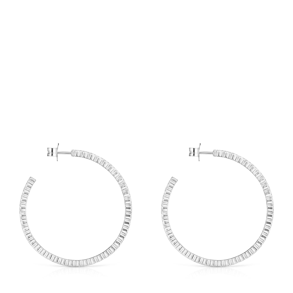 Large Silver Straight disc Earrings image number 1