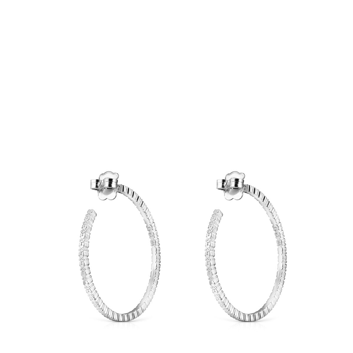 Pendientes aro grandes disco de plata Straight