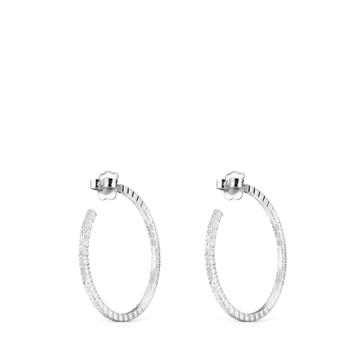 Large Silver Straight disc Earrings