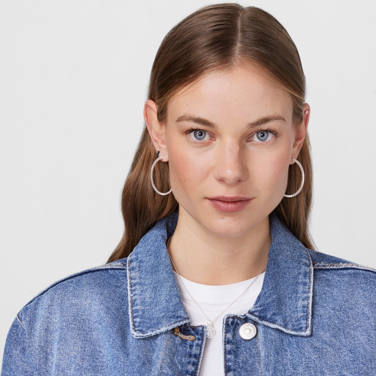 Pendientes aro grandes disco de plata Straight