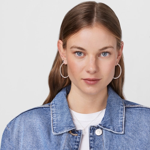Large Silver Straight disc Earrings
