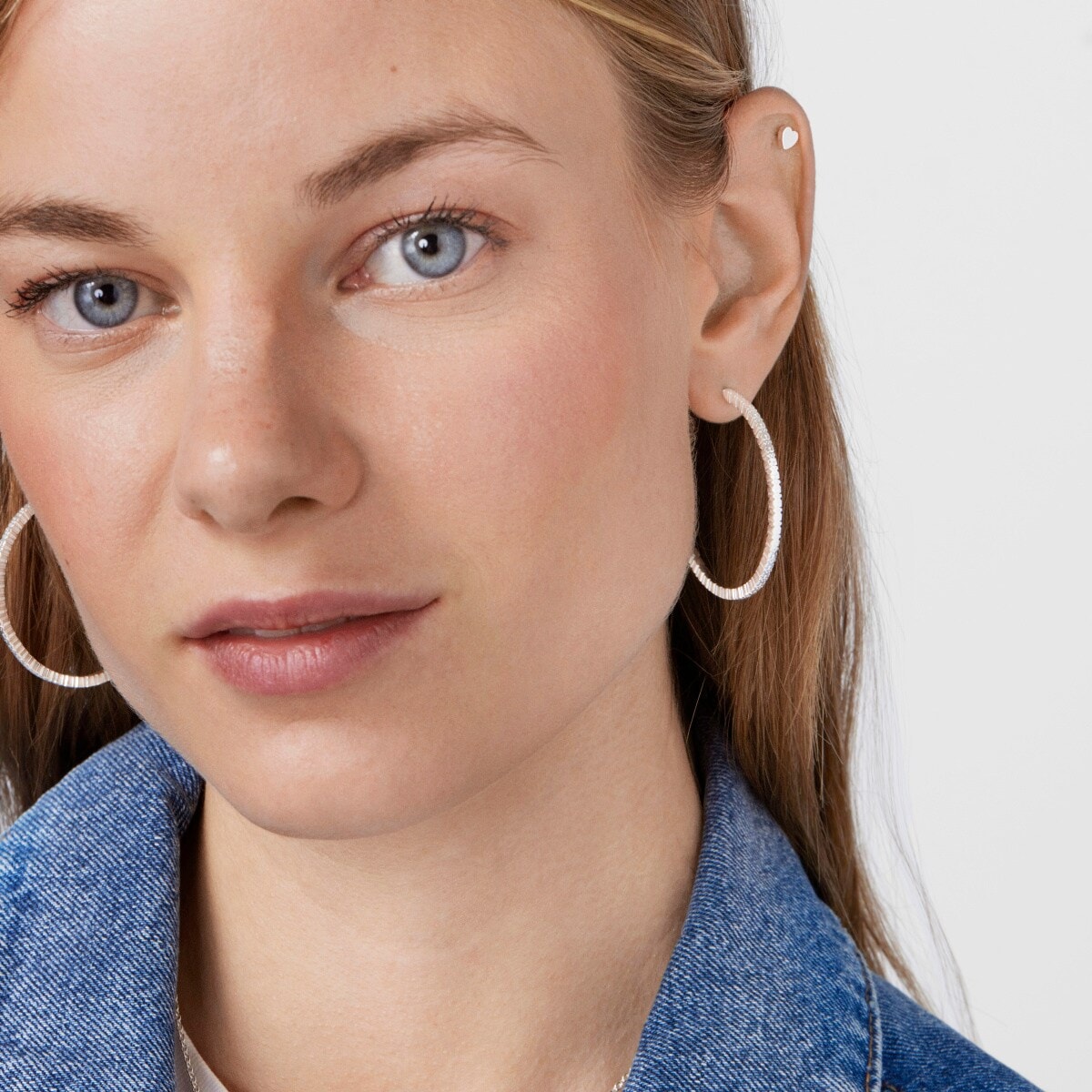 Pendientes aro grandes disco de plata Straight