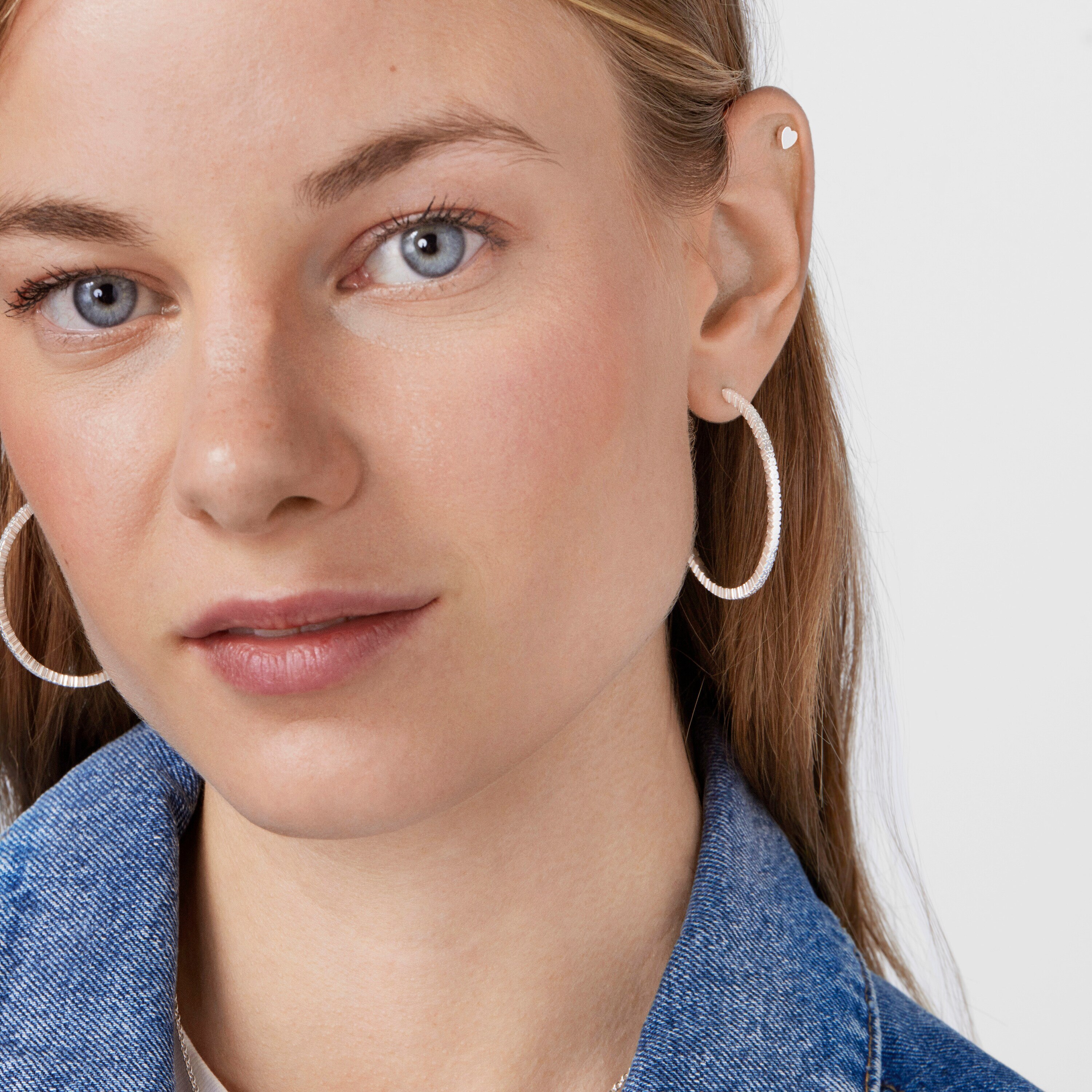 Large Silver Straight disc Earrings