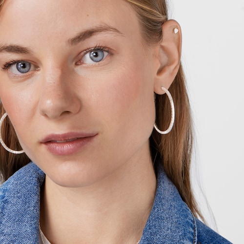 Large Silver Straight disc Earrings