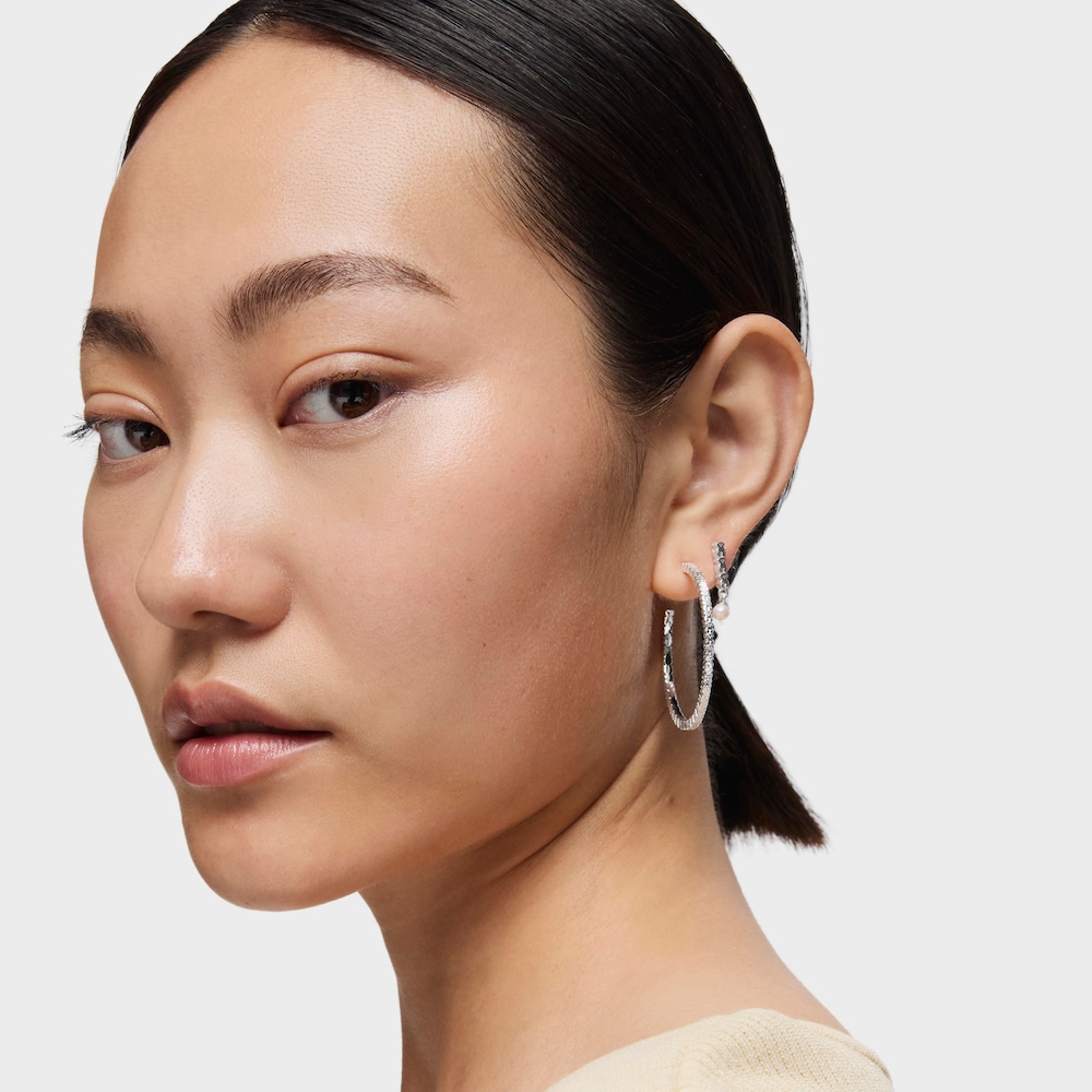 Pendientes aro grandes disco de plata Straight