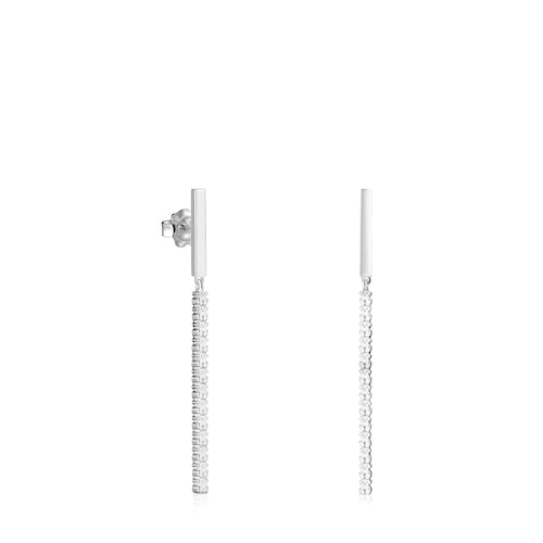 Long Straight bar Earrings in Silver image number 0