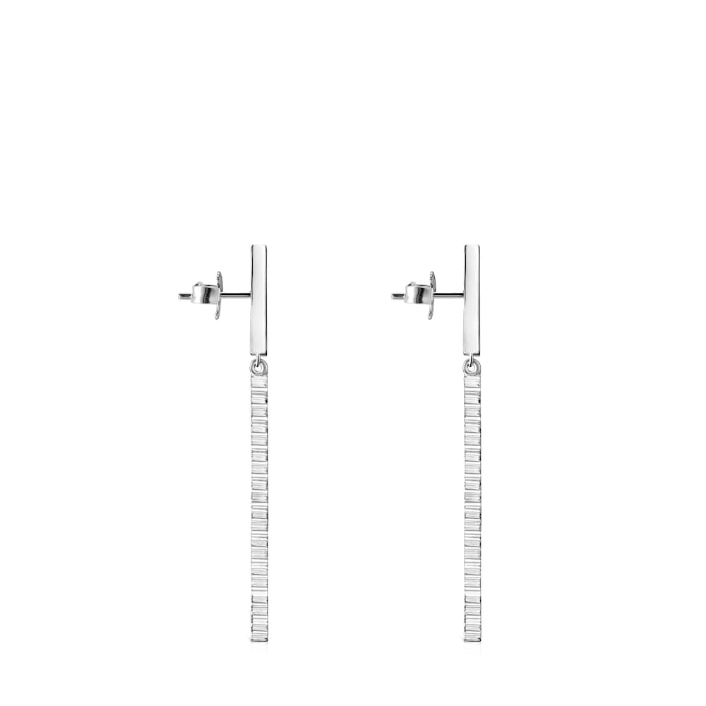 Pendientes largos barra de plata Straight