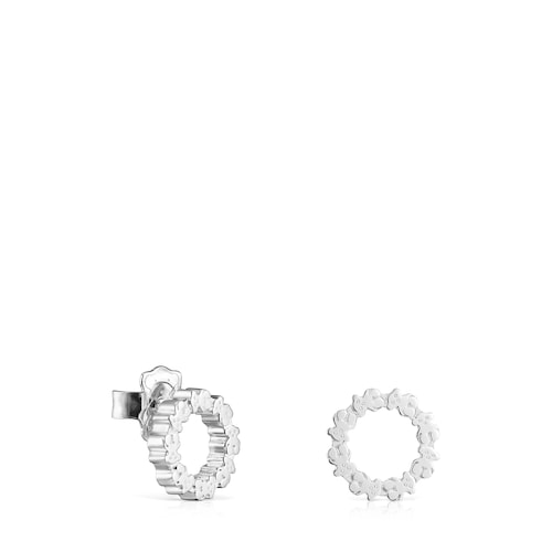 Pendientes pequeños disco de plata Straight