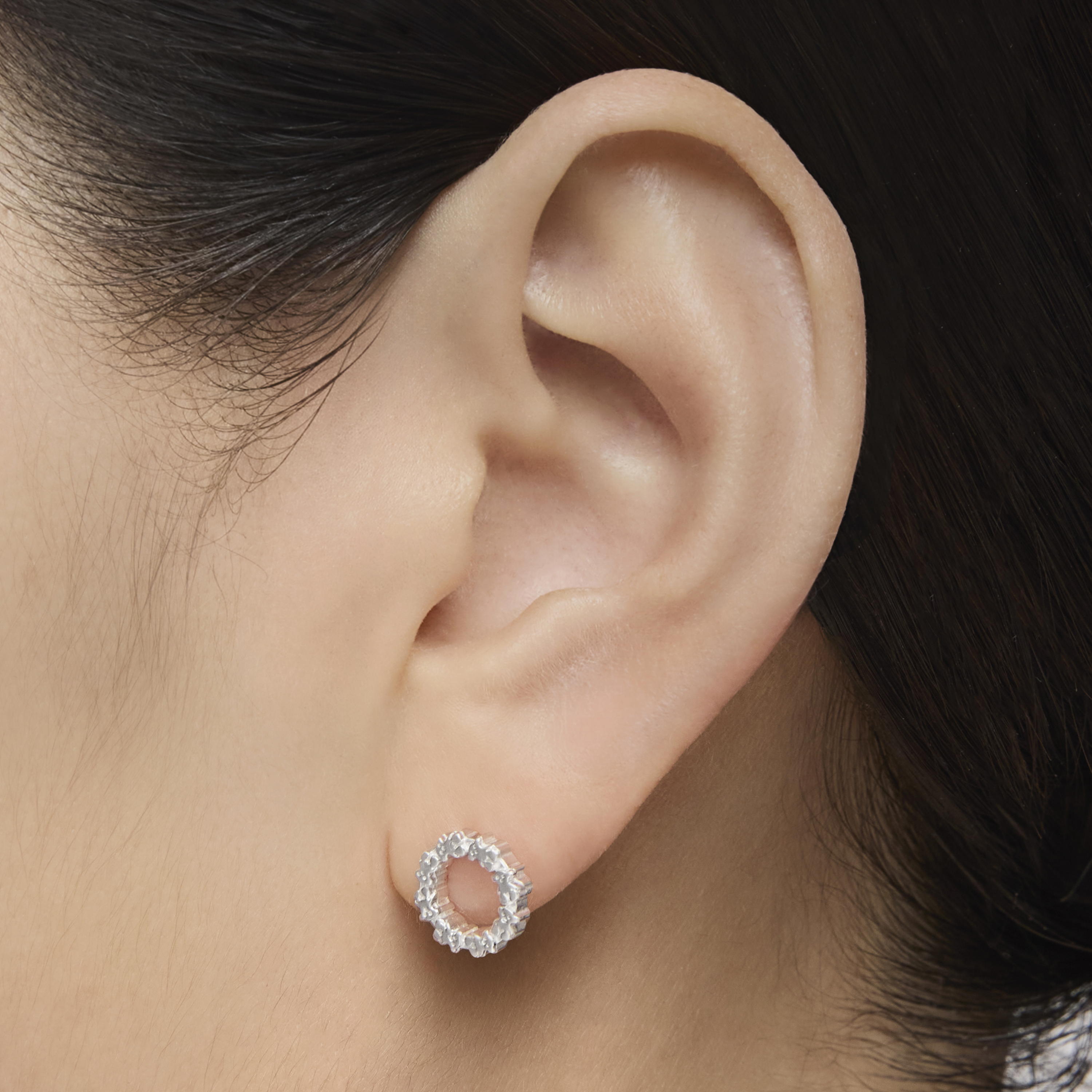 Small Silver Straight disc Earrings