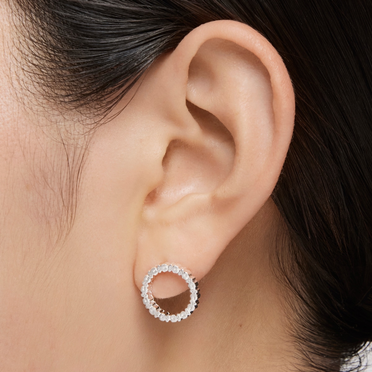 Pendientes medianos disco de plata Straight