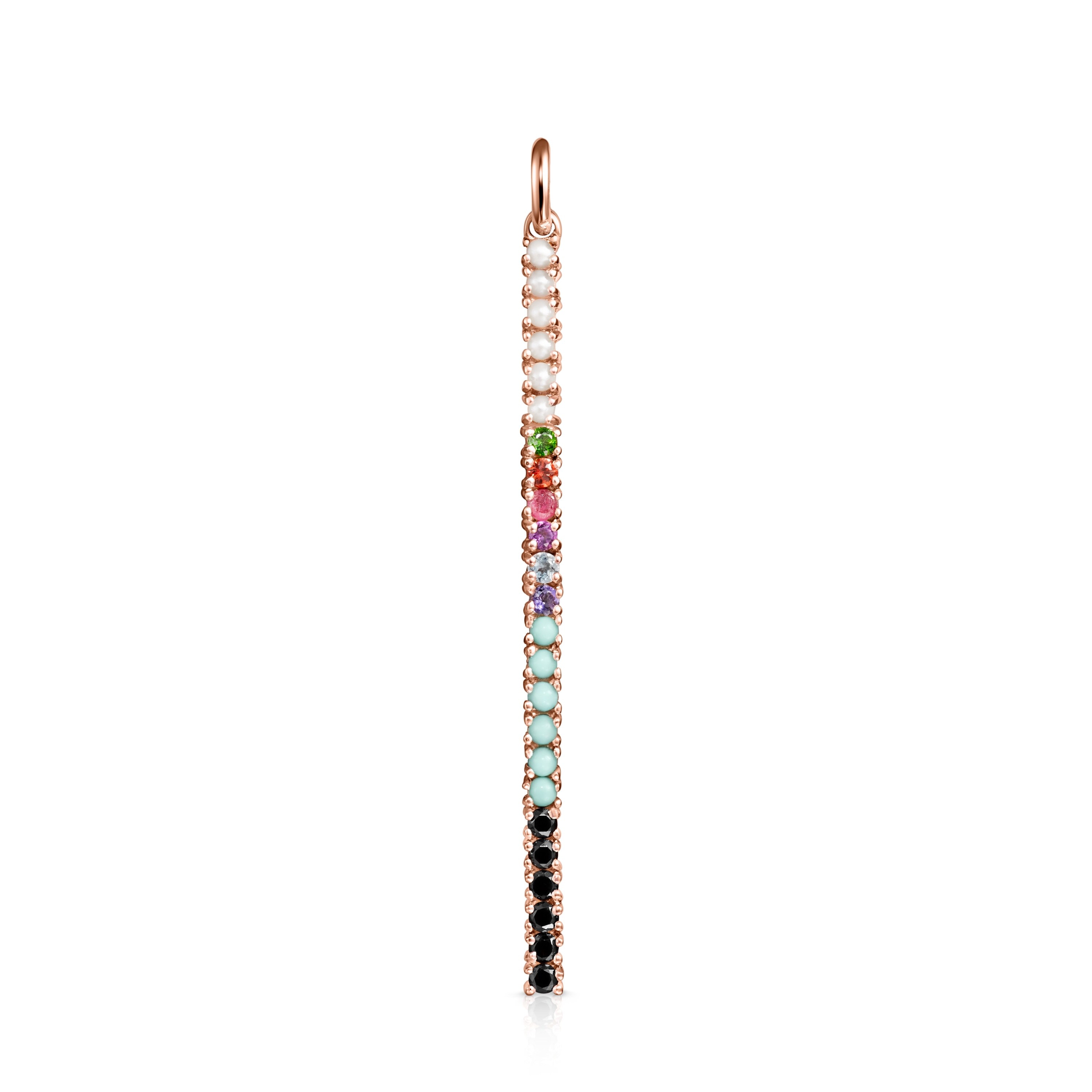 Straight bar Pendant in Rose 18K gold vermeil with Gemstones