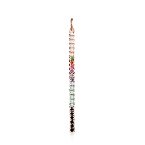 Colgante barra con baño de oro rosa 18 kt sobre plata y gemas Straight