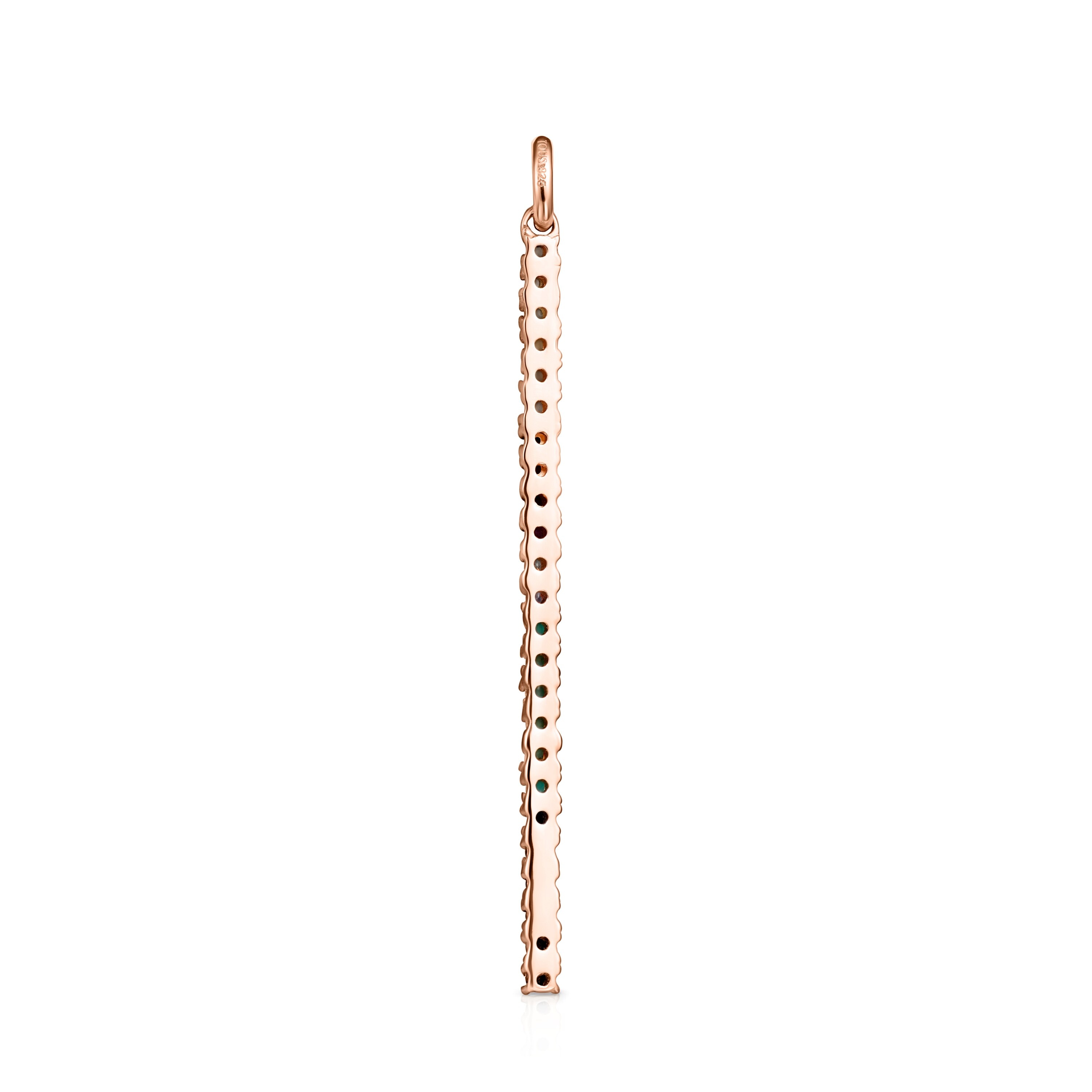 Straight bar Pendant in Rose 18K gold vermeil with Gemstones