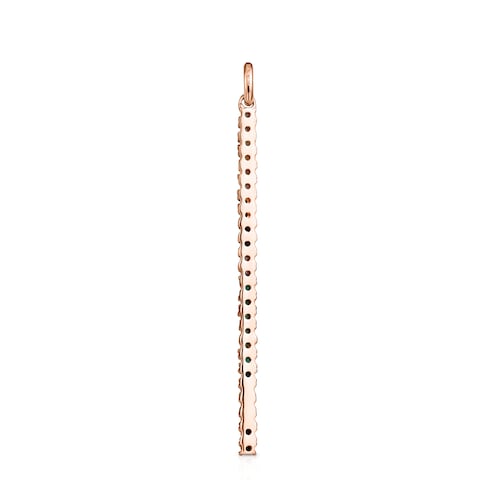 Colgante barra con baño de oro rosa 18 kt sobre plata y gemas Straight