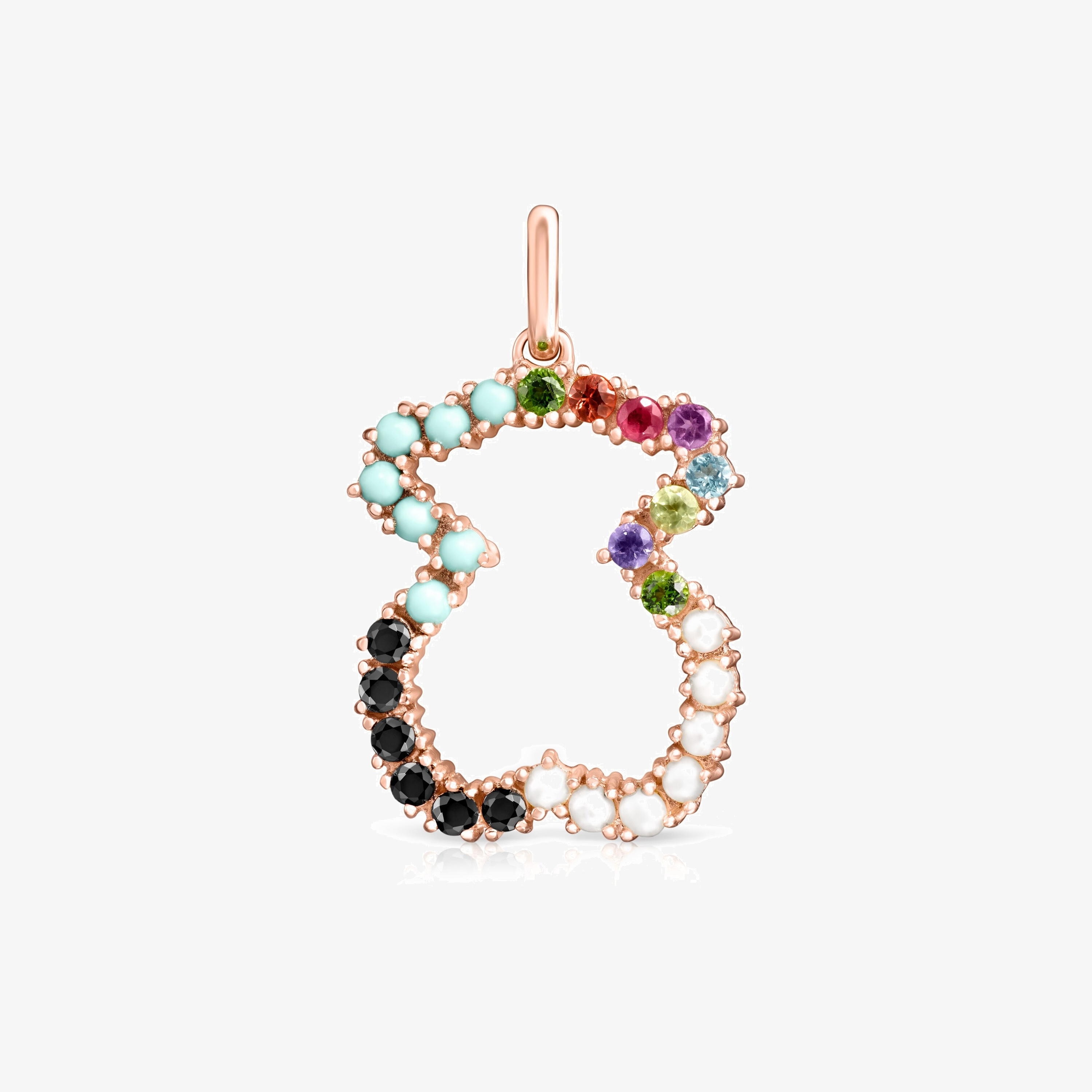 Straight bear Pendant in Rose 18K gold vermeil with Gemstones