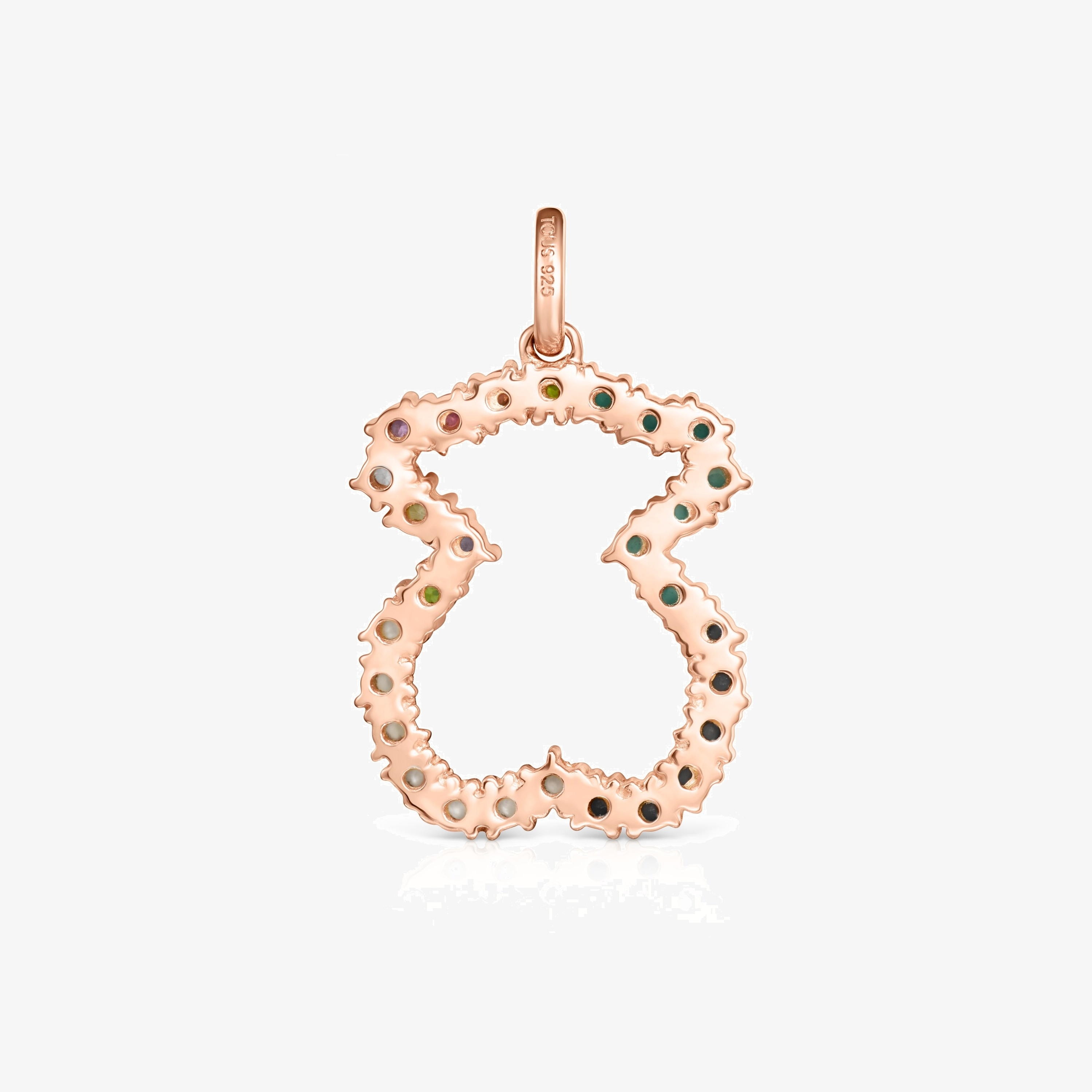 Straight bear Pendant in Rose 18K gold vermeil with Gemstones