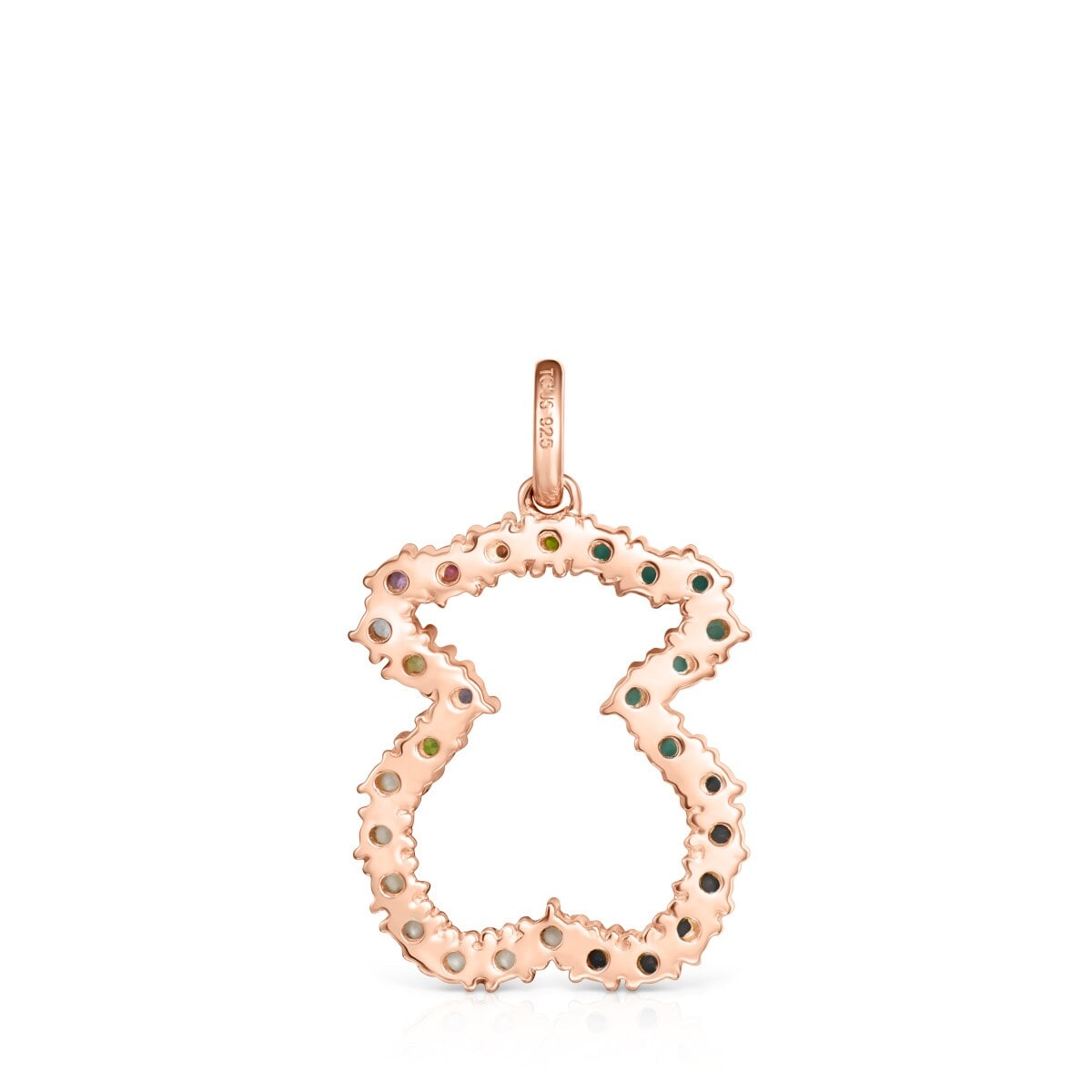 Colgante oso con baño de oro rosa 18 kt sobre plata y gemas Straight