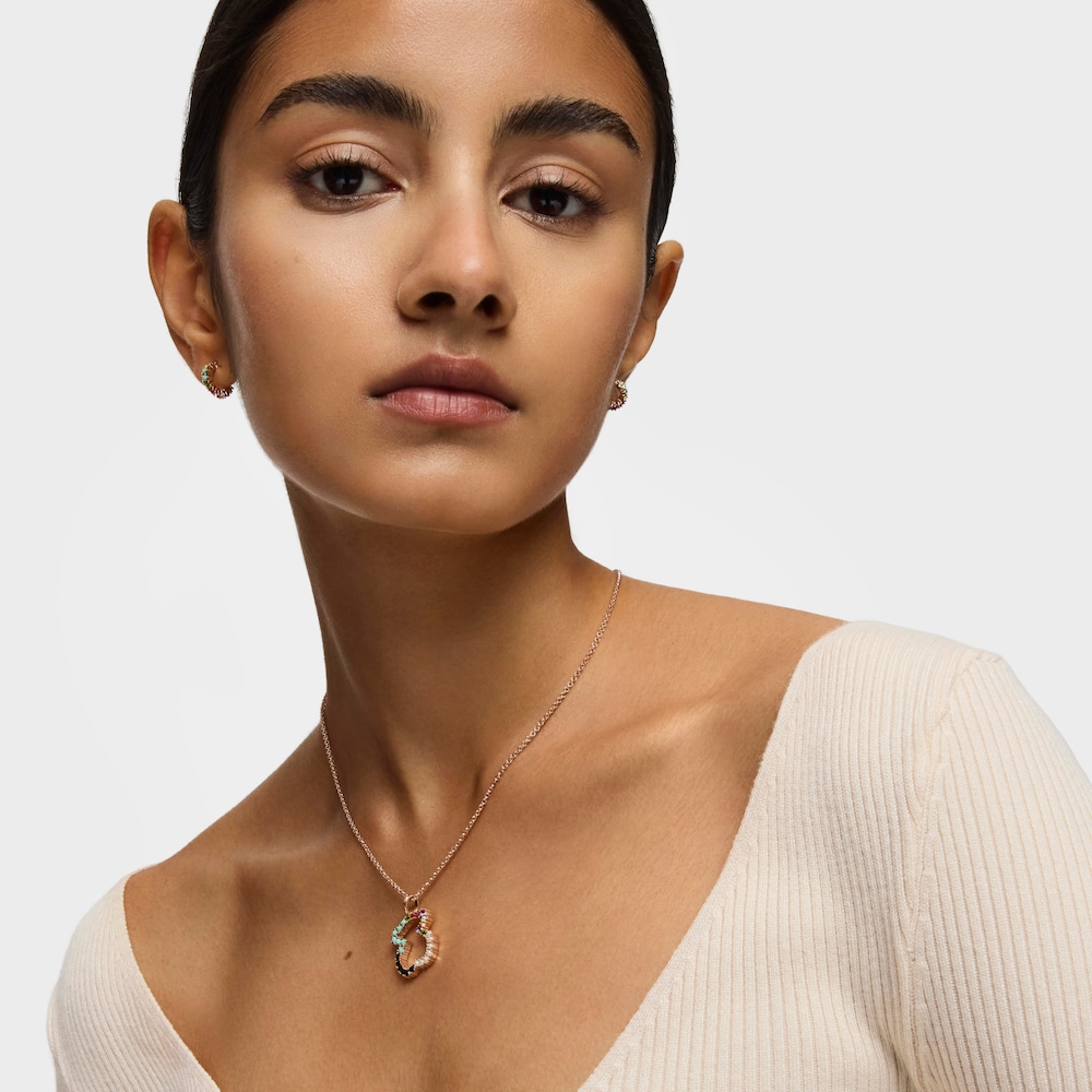 Straight bear Pendant in Rose 18K gold vermeil with Gemstones