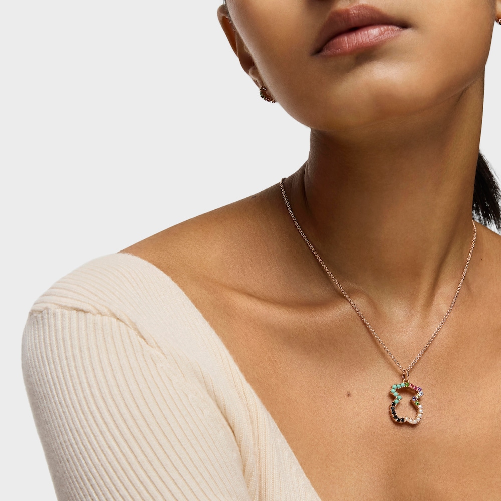 Straight bear Pendant in Rose Silver Vermeil with Gemstones image number 6
