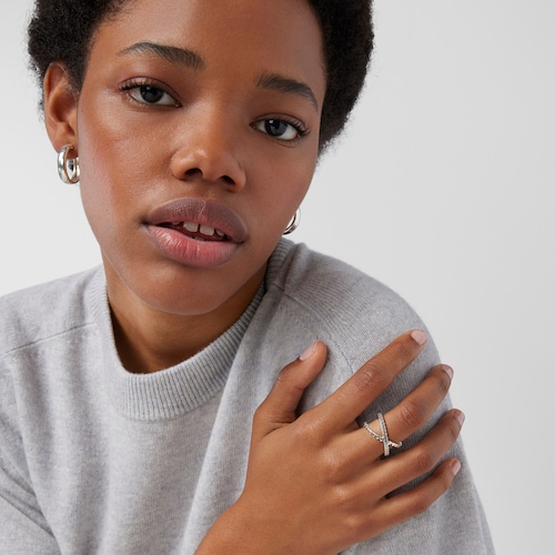 Anell Straight creuat de Plata motius Cor